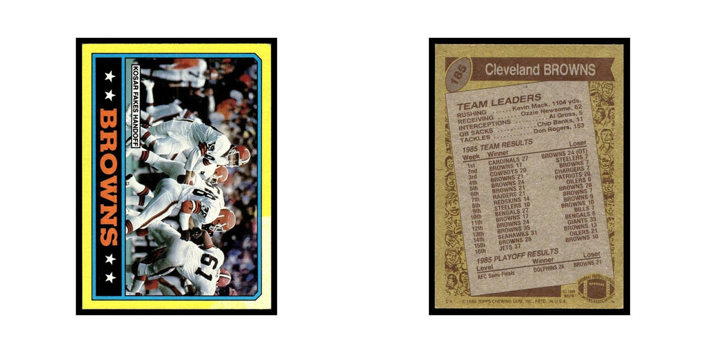Browns Team Leaders 1986 Topps #185.0 Football Card EX