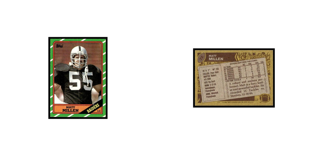 Matt Millen 1986 Topps #72.0 Los Angeles Raiders Football Card EX