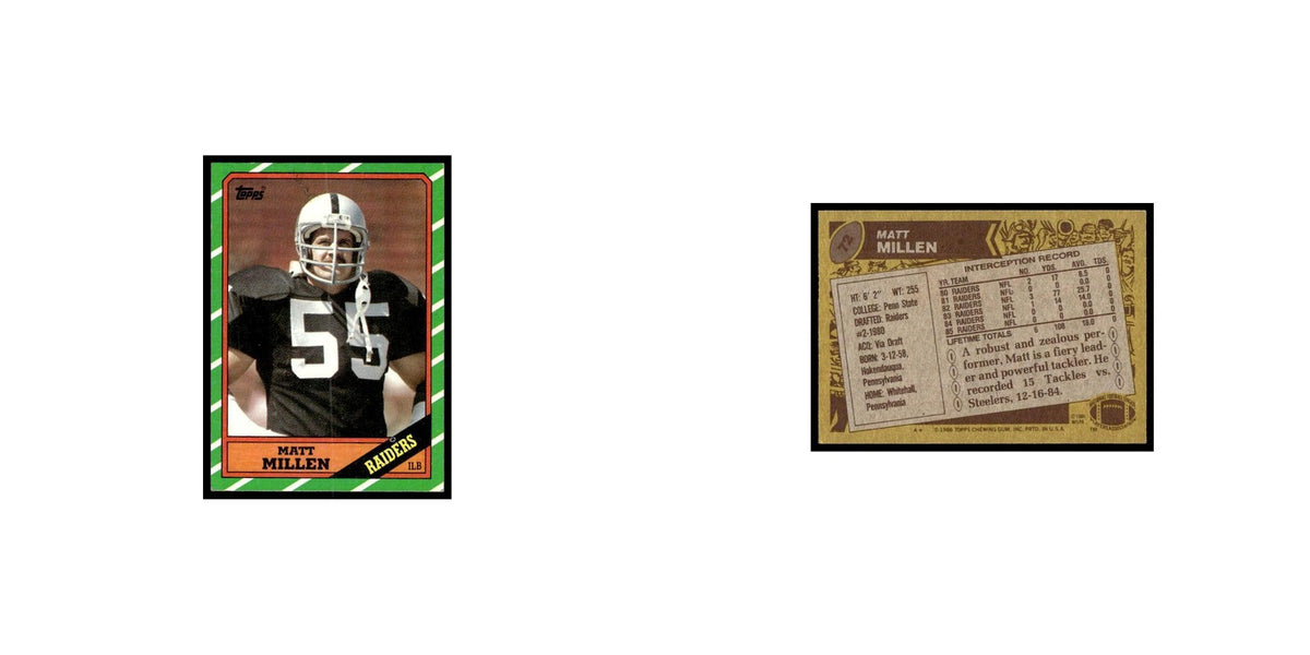 Matt Millen 1986 Topps #72.0 Los Angeles Raiders Football Card EX