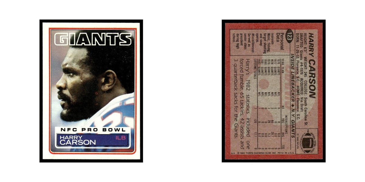 Harry Carson 1983 Topps #123.0 New York Giants Football Card EX