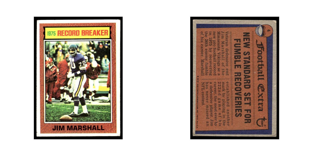 Jim Marshall 1976 Topps #4.0 Minnesota Vikings Football Card EX