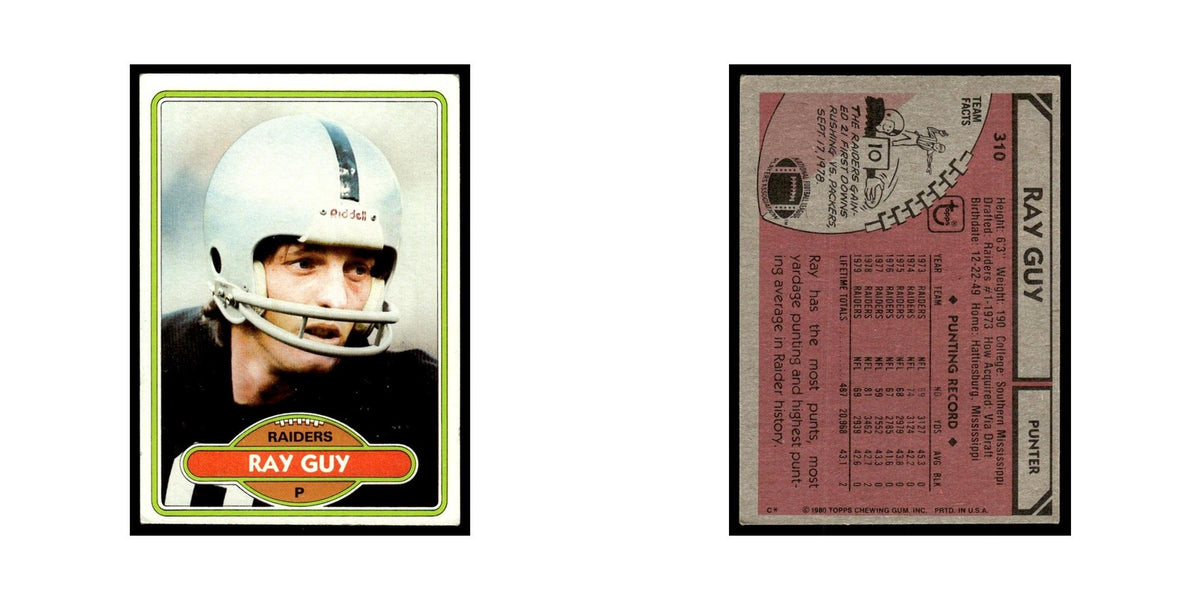 Ray Guy 1980 Topps #310.0 Oakland Raiders Football Card EX
