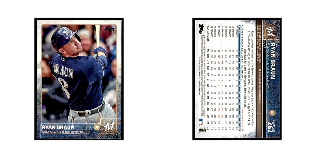 Ryan Braun 2015 Topps #262 Baseball Cards Baseball Card NM