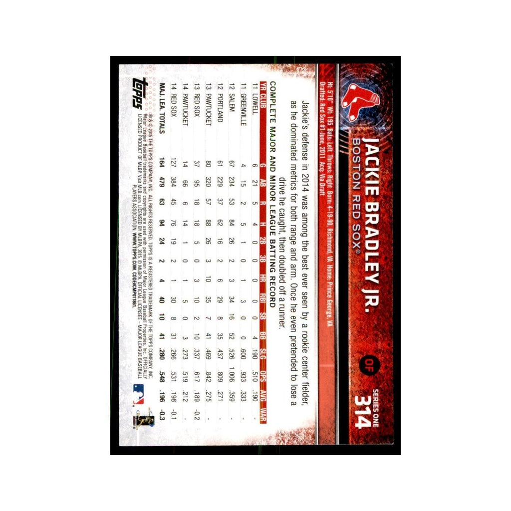 Jackie Bradley Jr. 2015 Topps #314 Baseball Cards Baseball Card NM