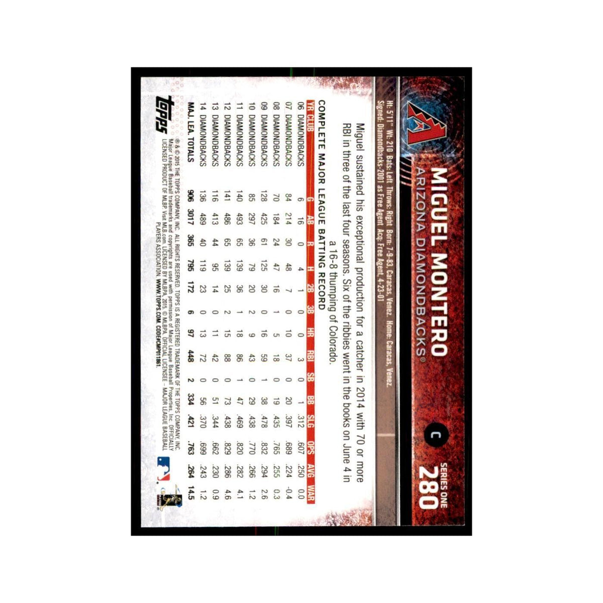 Miguel Montero 2015 Topps #280 Baseball Cards Baseball Card NM