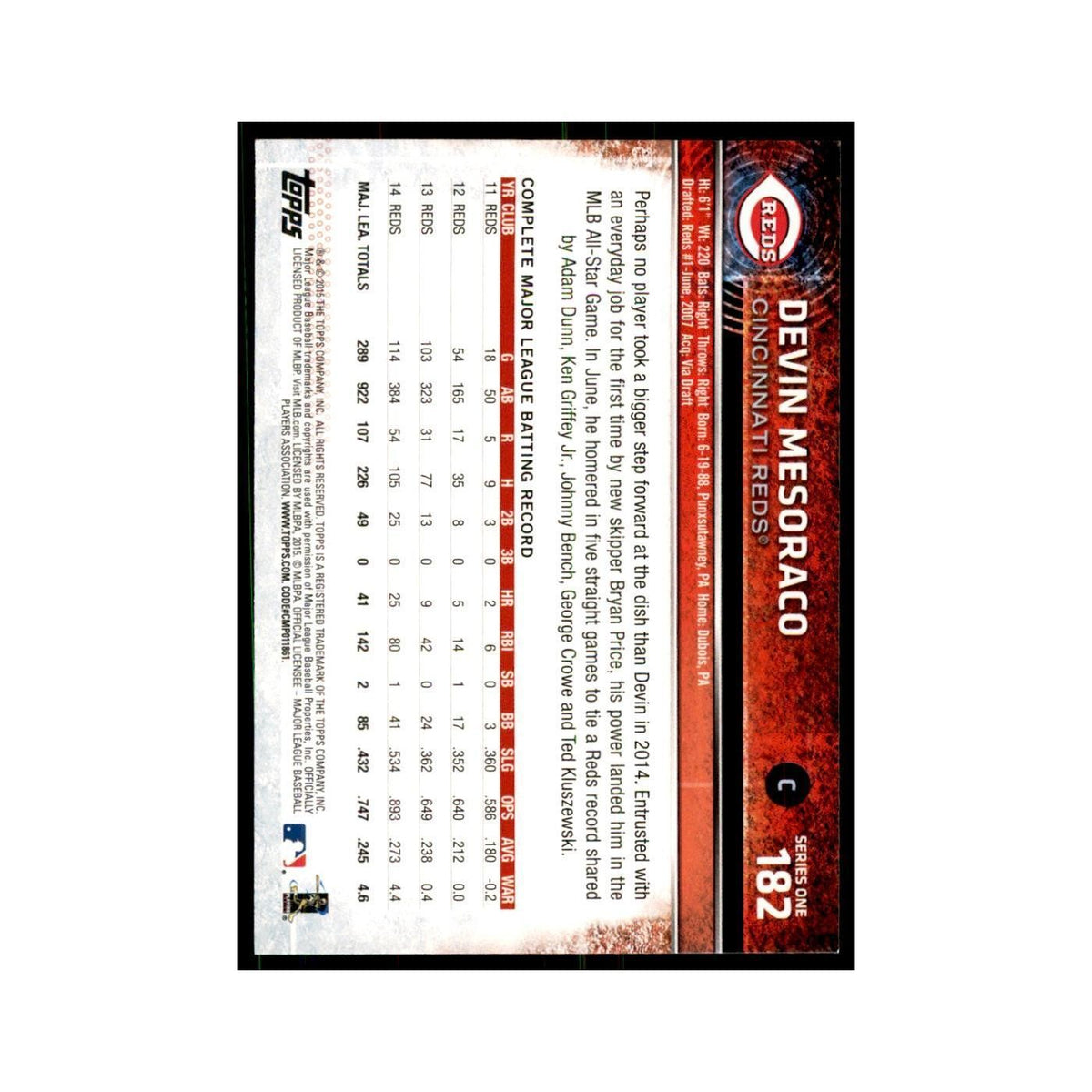 Devin Mesoraco 2015 Topps #182 Baseball Cards Baseball Card NM