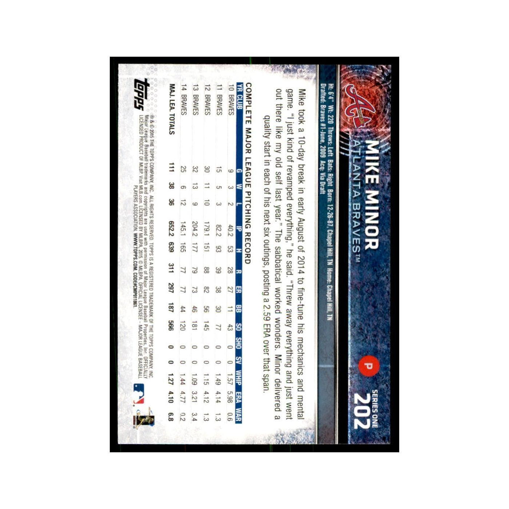 Mike Minor 2015 Topps #202 Baseball Cards Baseball Card NM