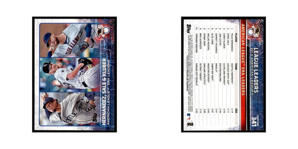 American League Earned Run Average Leaders 2015 Topps #341 Baseball Cards NM