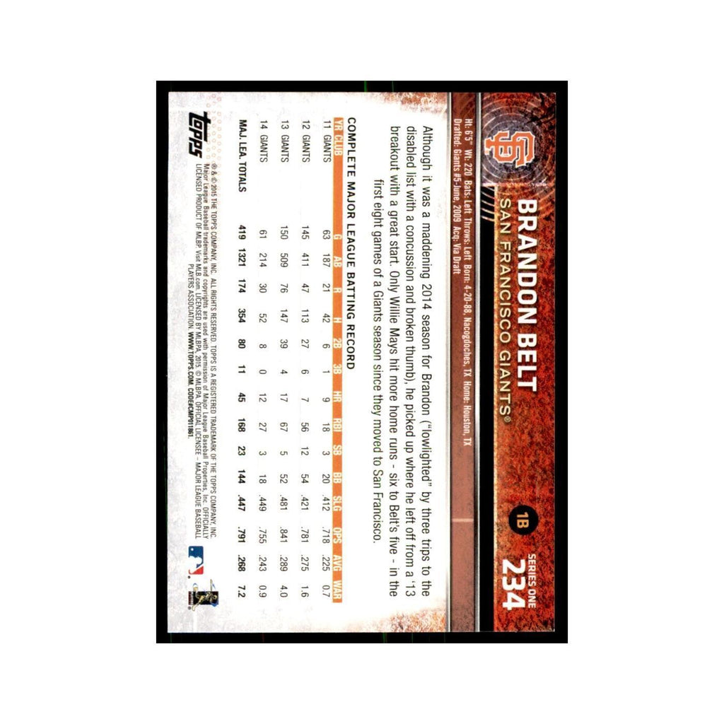 Brandon Belt 2015 Topps #234 Baseball Cards Baseball Card NM