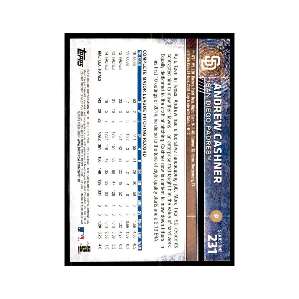 Andrew Cashner 2015 Topps #231 Baseball Cards Baseball Card NM