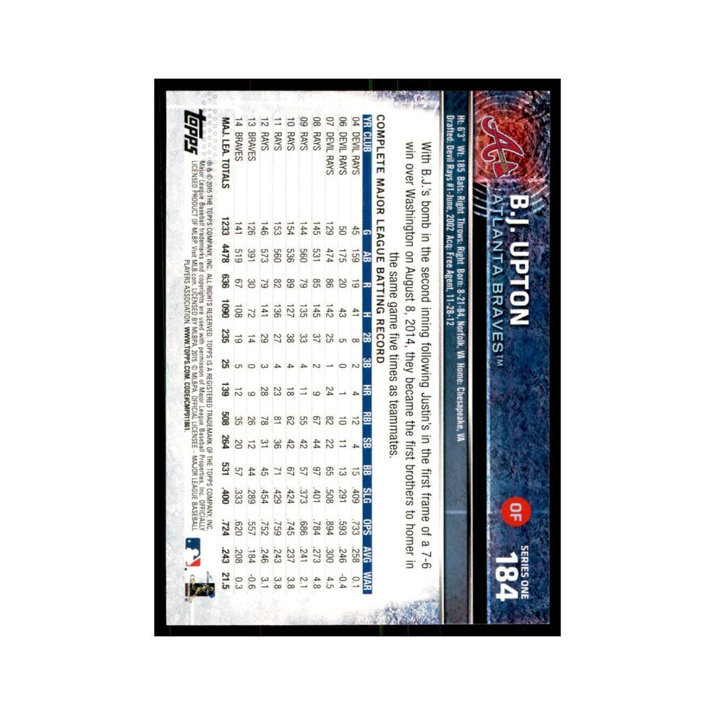 B.J. Upton 2015 Topps #184 Baseball Cards Baseball Card NM