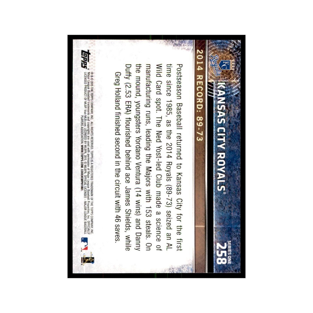 Kansas City Royals 2015 Topps #258 Baseball Cards Baseball Card NM