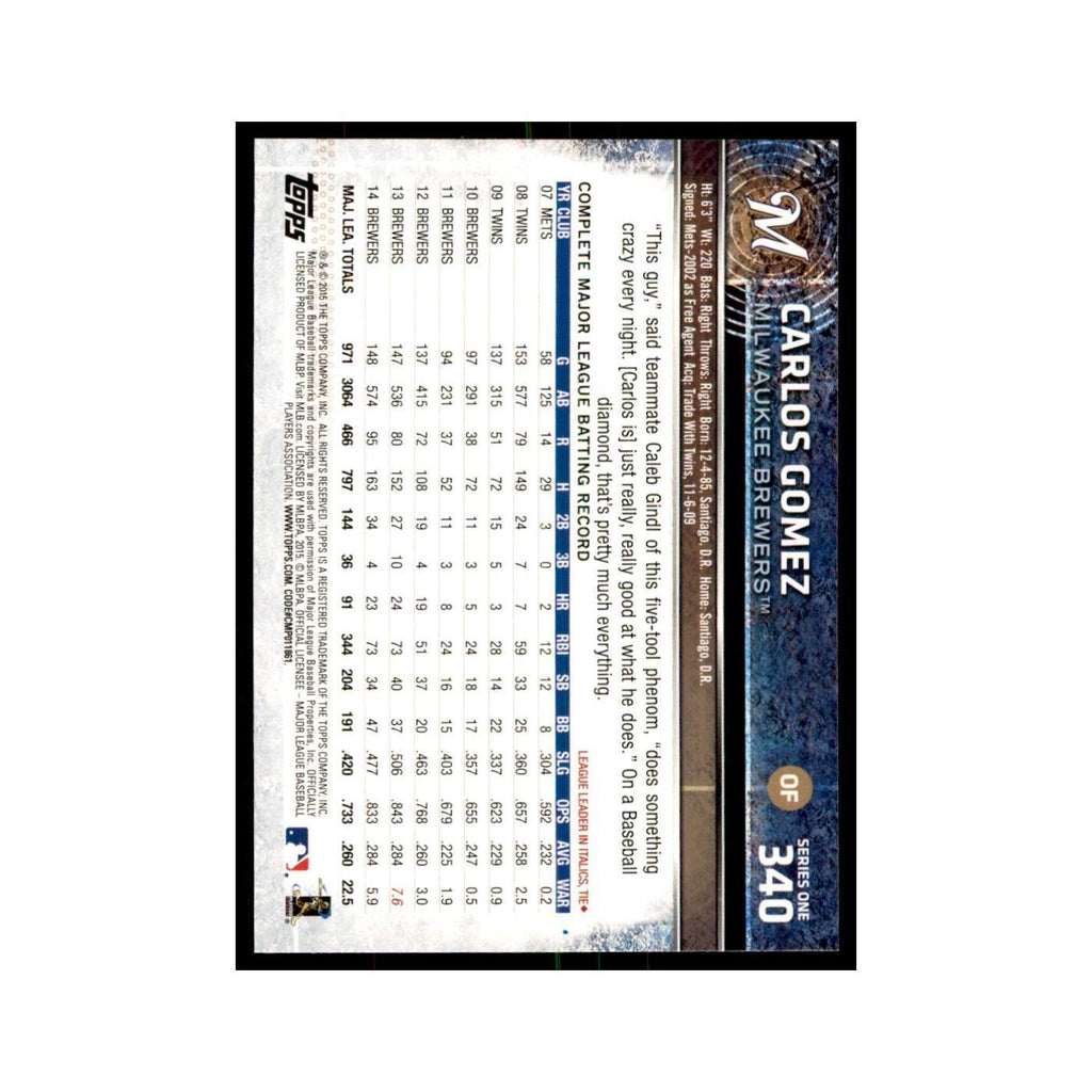 Carlos Gomez 2015 Topps #340 Baseball Cards Baseball Card NM