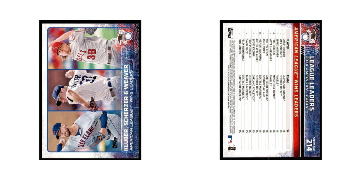 American League Wins Leaders 2015 Topps #214 Baseball Cards Baseball Card NM