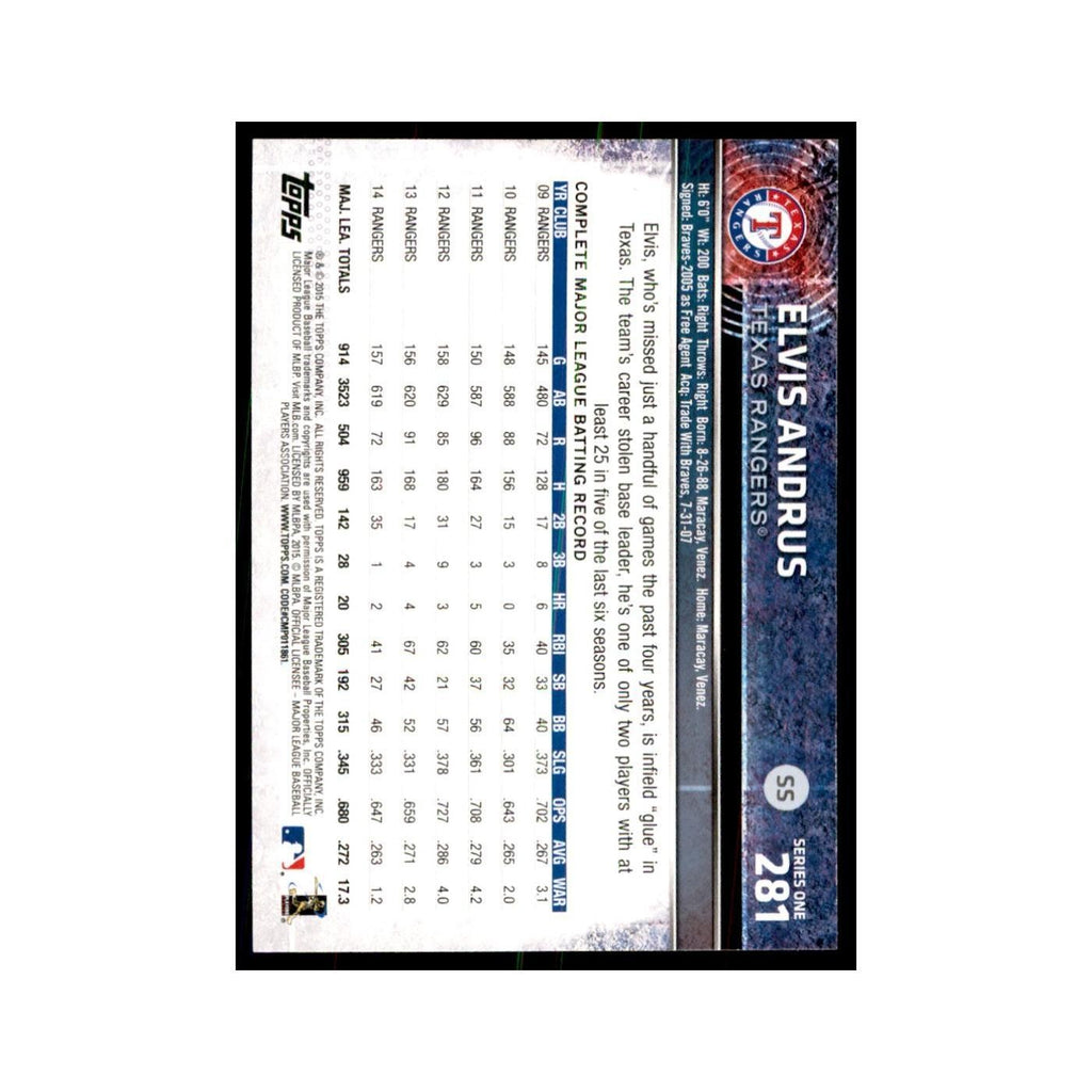 Elvis Andrus 2015 Topps #281 Baseball Cards Baseball Card NM