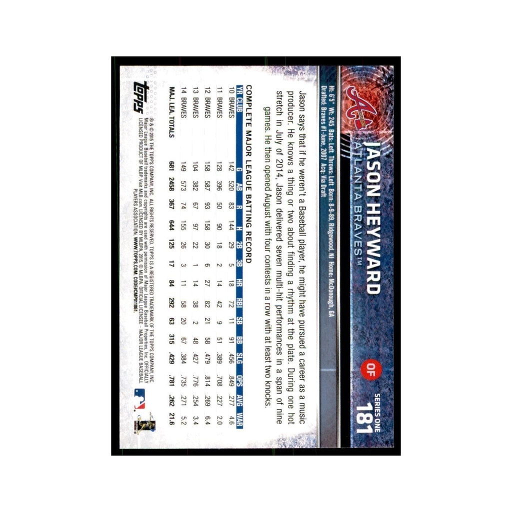 Jason Heyward 2015 Topps #181 Baseball Cards Baseball Card NM