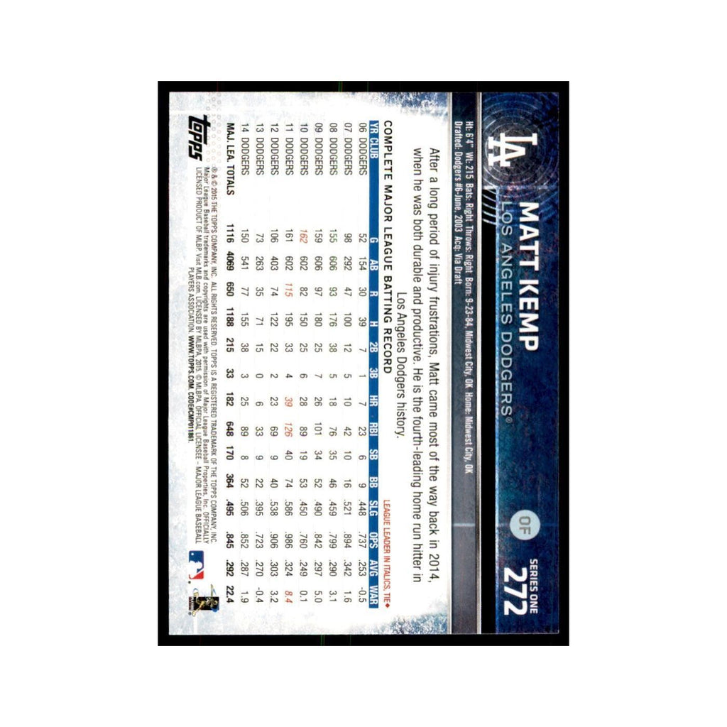 Matt Kemp 2015 Topps #272 Baseball Cards Baseball Card NM