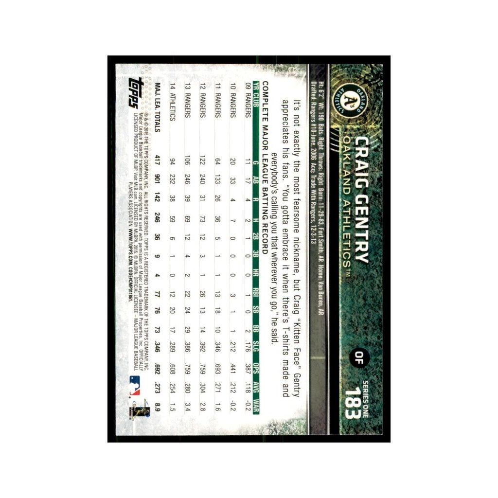 Craig Gentry 2015 Topps #183 Baseball Cards Baseball Card NM