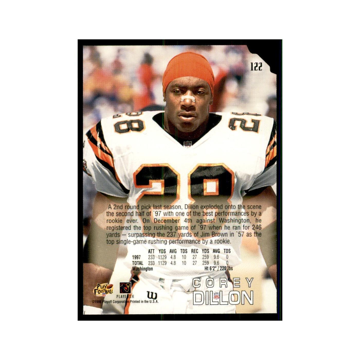 Corey Dillon 1998 Absolute #122 Football Cards Football Card NM