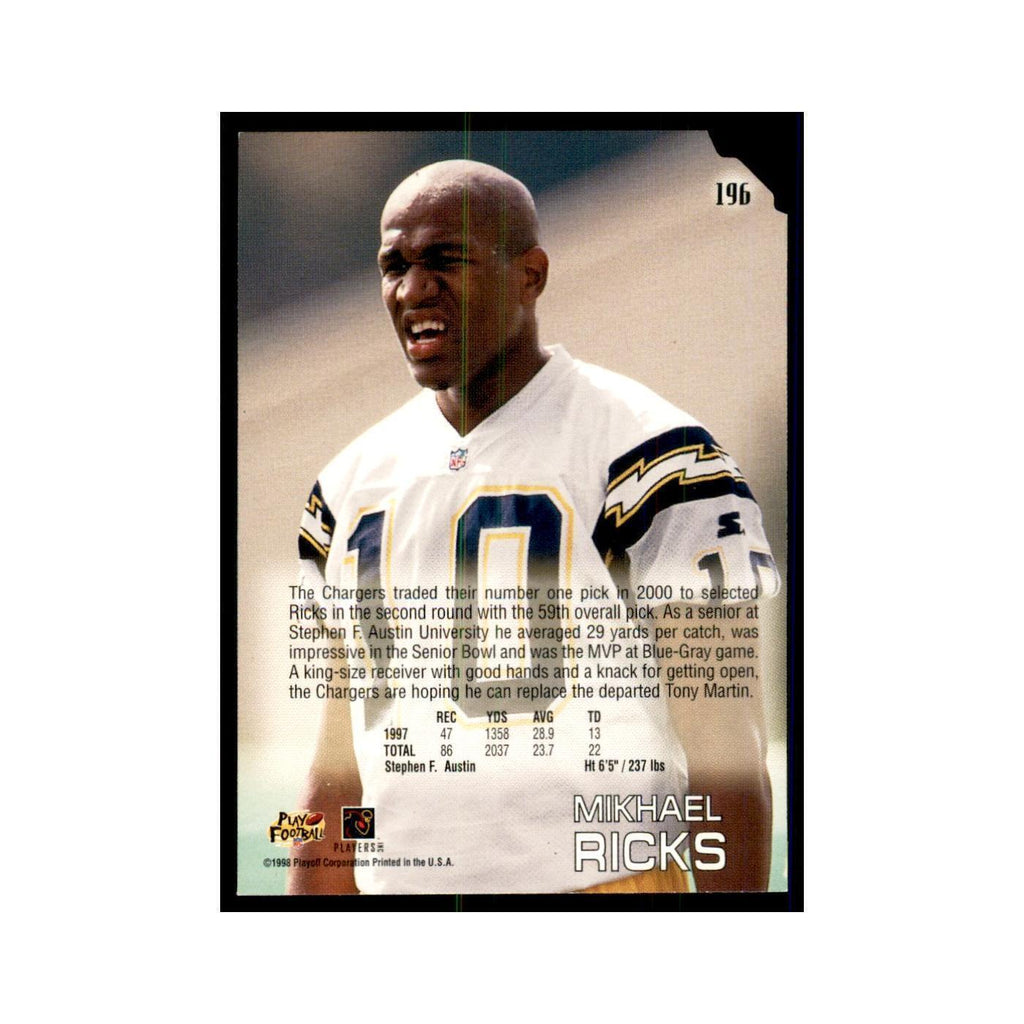Mikhael Ricks 1998 Absolute #196 Football Cards Football Card NM