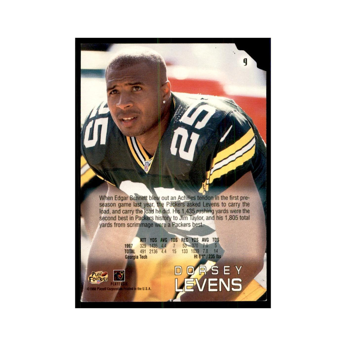 Dorsey Levens 1998 Absolute #9 Football Cards Football Card NM