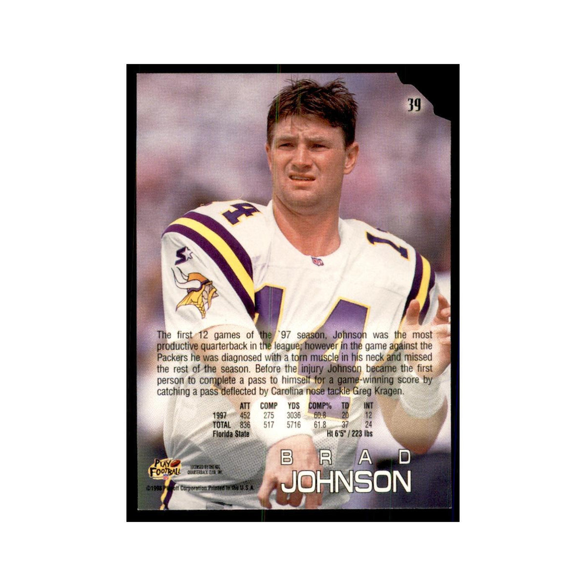 Brad Johnson 1998 Absolute #39 Football Cards Football Card NM