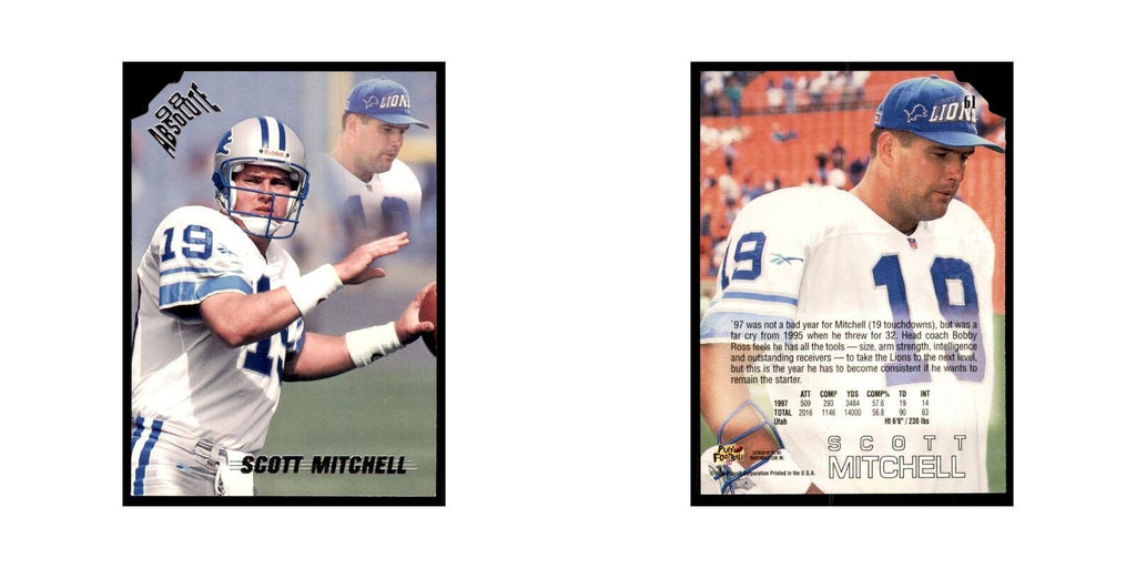 Scott Mitchell 1998 Absolute #61 Football Cards Football Card NM