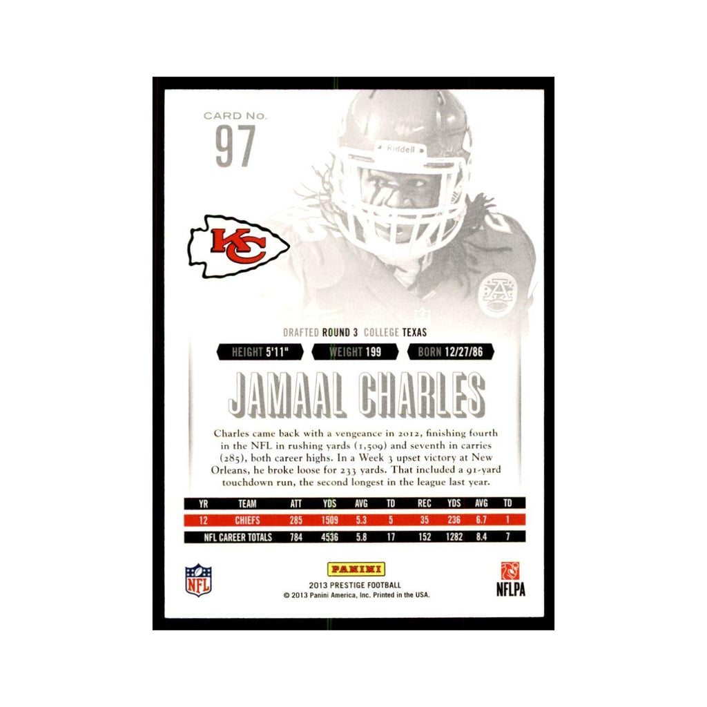 Jamaal Charles 2013 Panini Prestige #97 Kansas City Chiefs Football Card NM