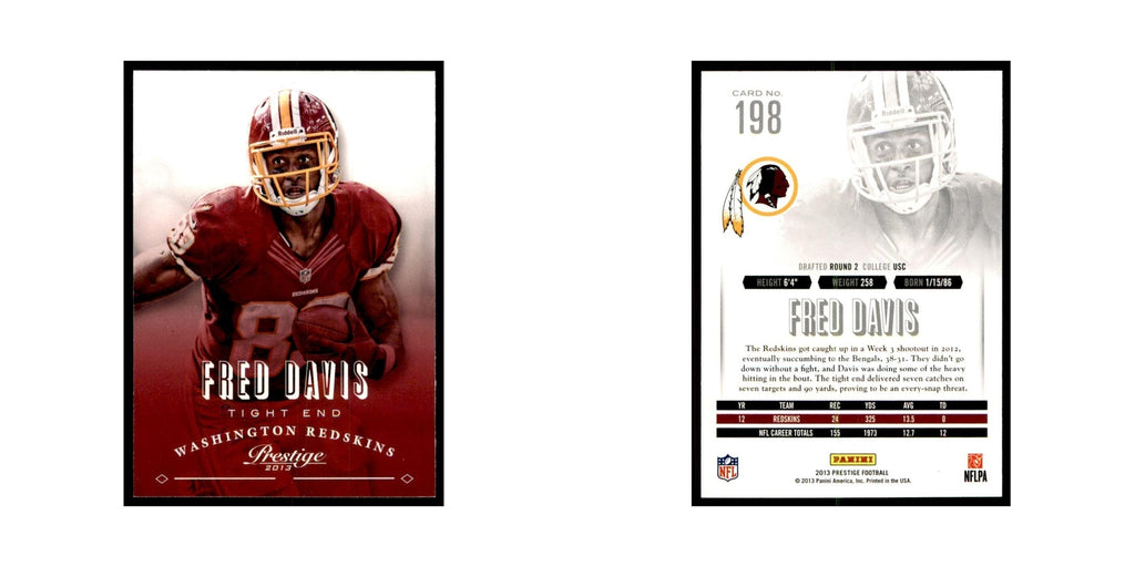 Fred Davis 2013 Panini Prestige #198 Washington Redskins Football Card NM