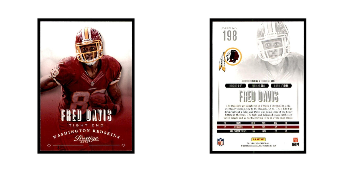 Fred Davis 2013 Panini Prestige #198 Washington Redskins Football Card NM