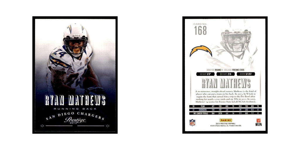Ryan Mathews 2013 Panini Prestige #168 San Diego Chargers Football Card NM