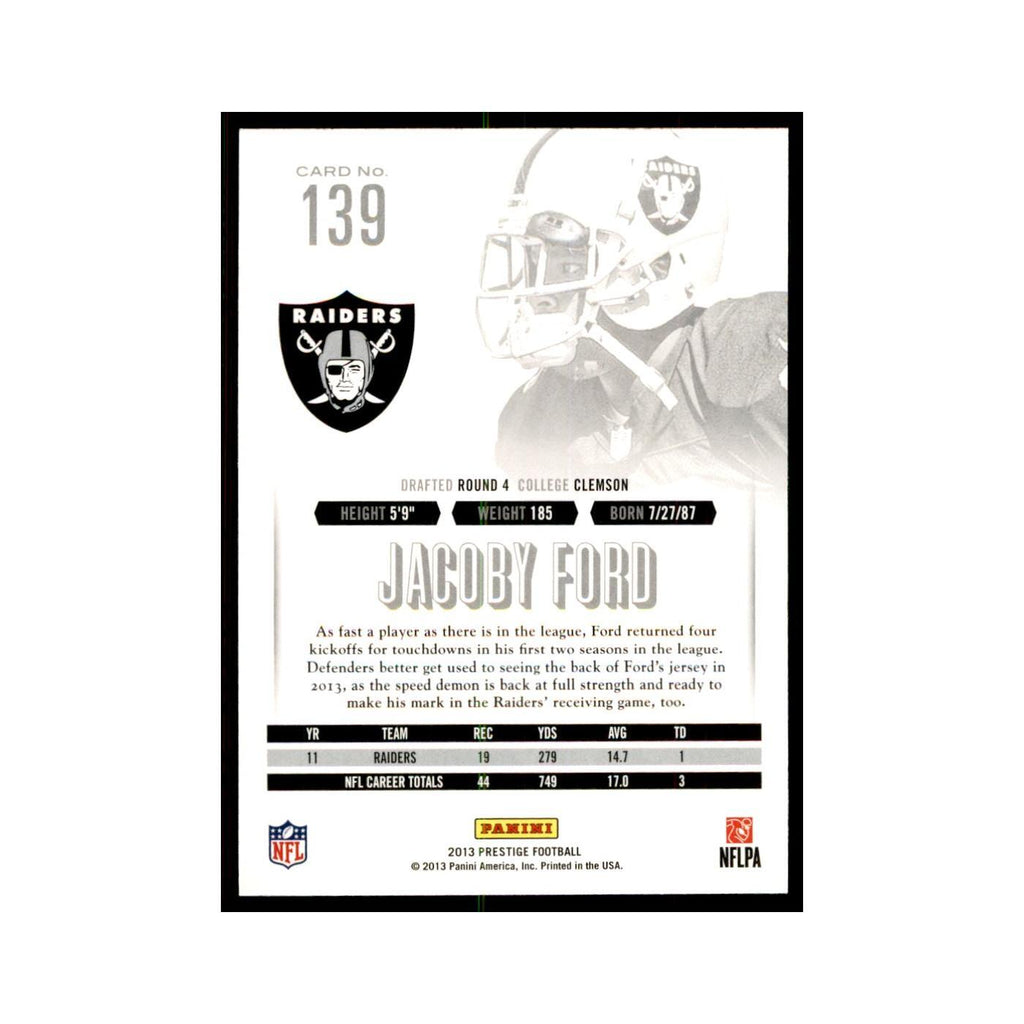 Jacoby Ford 2013 Panini Prestige #139 Oakland Raiders Football Card NM
