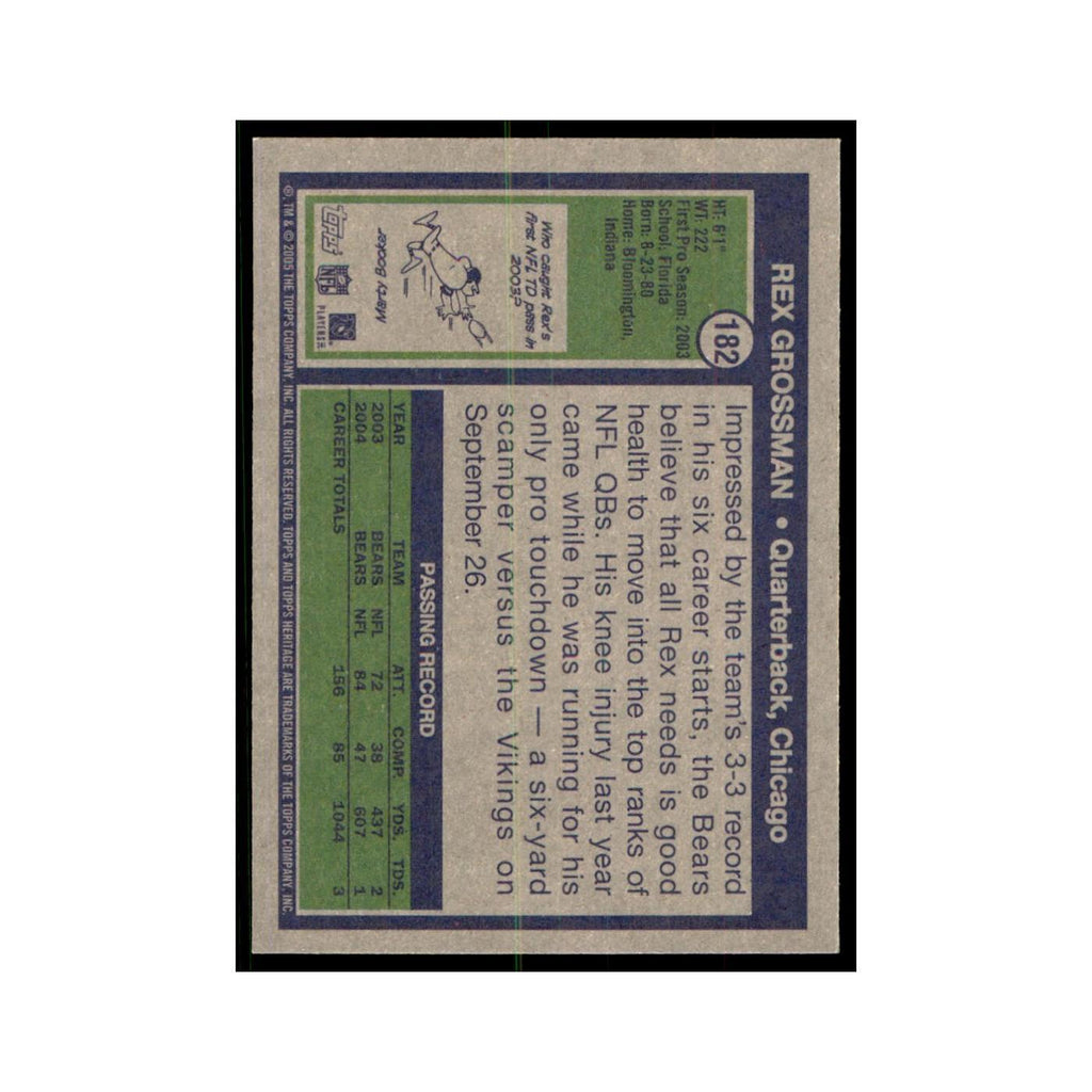 Rex Grossman 2005 Topps Heritage #182 Chicago Bears Football Card NM