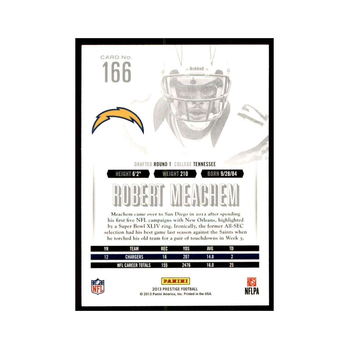 Robert Meachem 2013 Panini Prestige #166 San Diego Chargers Football Card NM