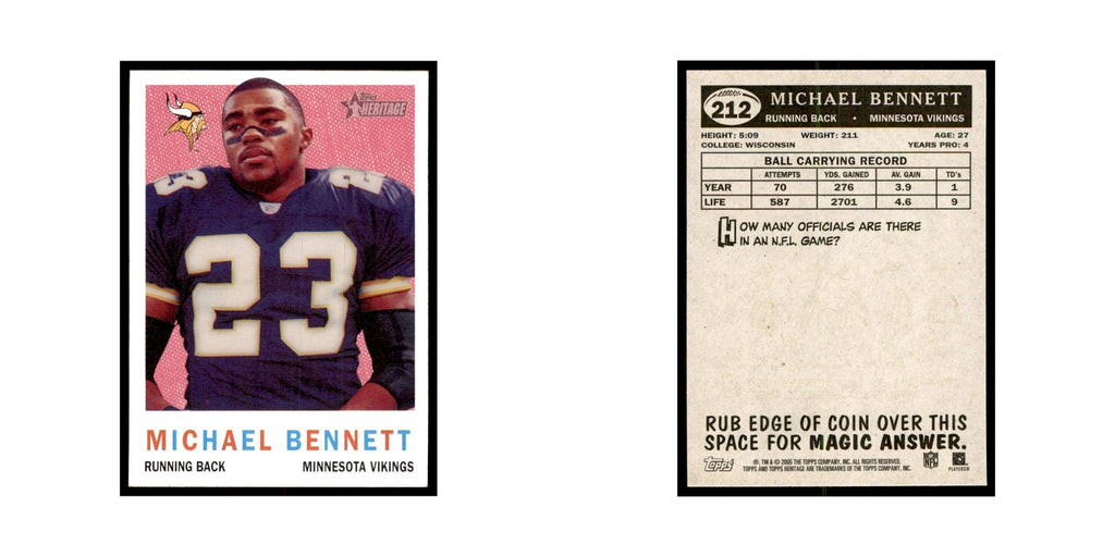 Michael Bennett 2005 Topps Heritage #212 Minnesota Vikings Football Card NM