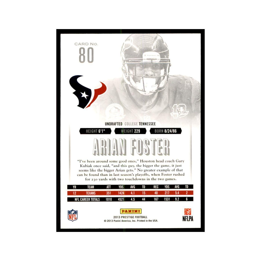 Arian Foster 2013 Panini Prestige #80 Houston Texans Football Card NM