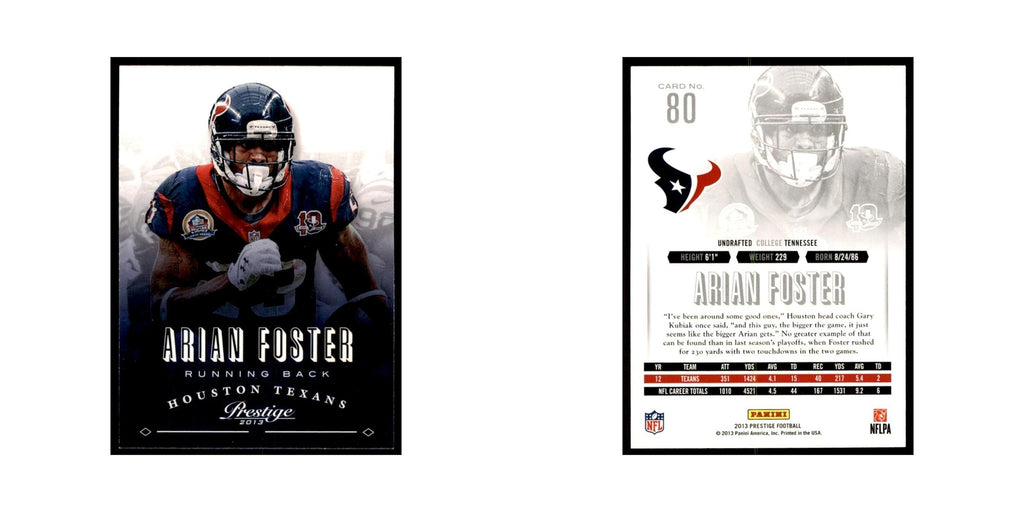 Arian Foster 2013 Panini Prestige #80 Houston Texans Football Card NM