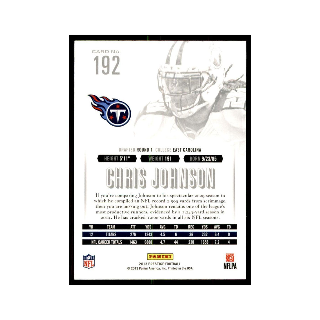 Chris Johnson 2013 Panini Prestige #192 Tennessee Titans Football Card NM