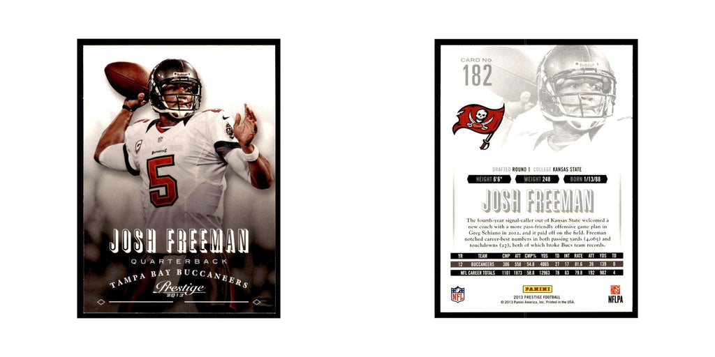 Josh Freeman 2013 Panini Prestige #182 Tampa Bay Buccaneers Football Card NM