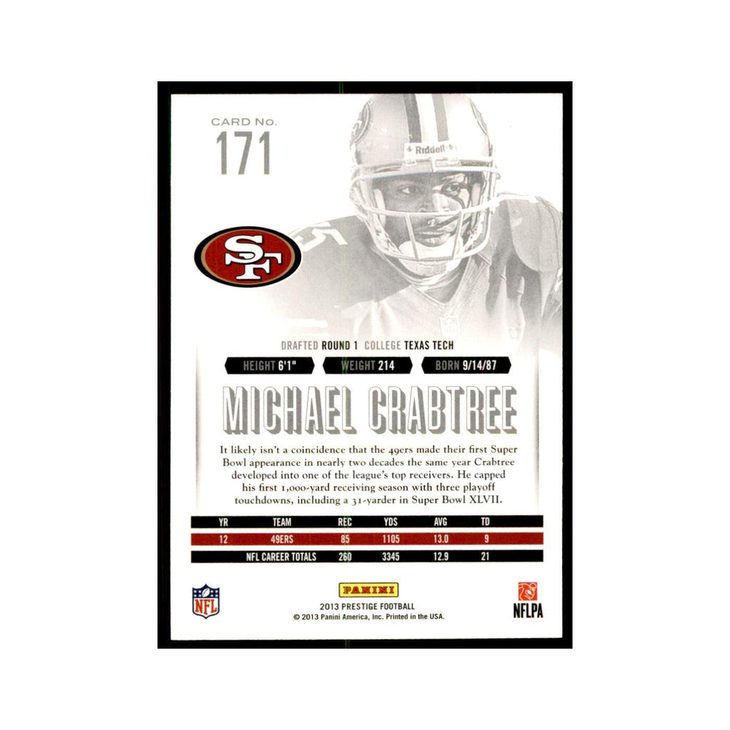 Michael Crabtree 2013 Panini Prestige #171 San Francisco 49ers Football Card NM