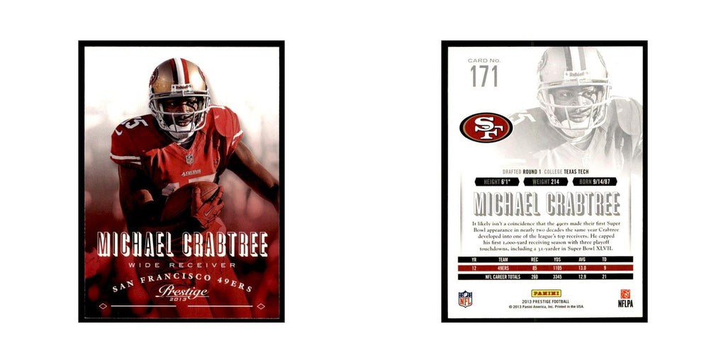 Michael Crabtree 2013 Panini Prestige #171 San Francisco 49ers Football Card NM