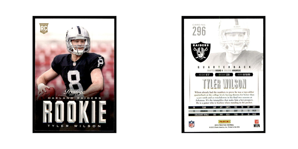Tyler Wilson Rookie 2013 Panini Prestige #296 Oakland Raiders Football Card NM