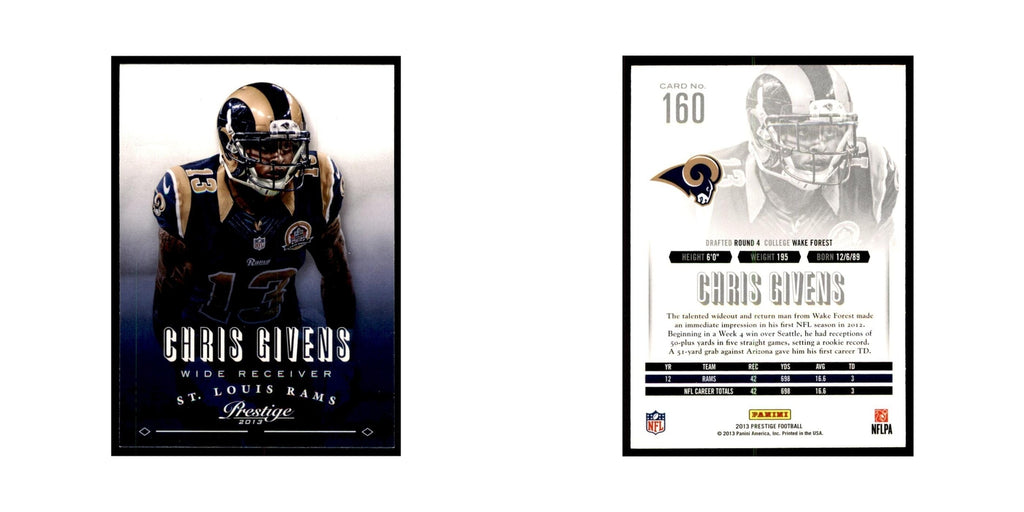 Chris Givens 2013 Panini Prestige #160 St. Louis Rams Football Card NM