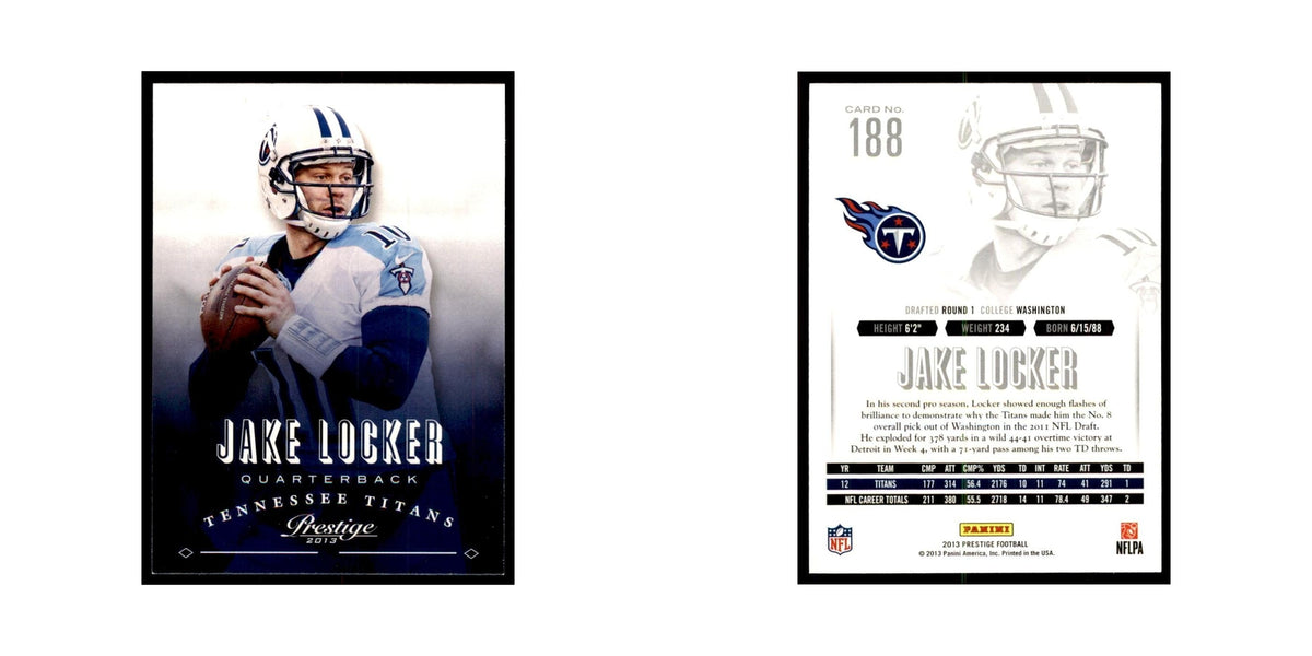 Jake Locker 2013 Panini Prestige #188 Tennessee Titans Football Card NM