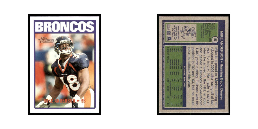 Mike Anderson 2005 Topps Heritage #151 Denver Broncos Football Card NM