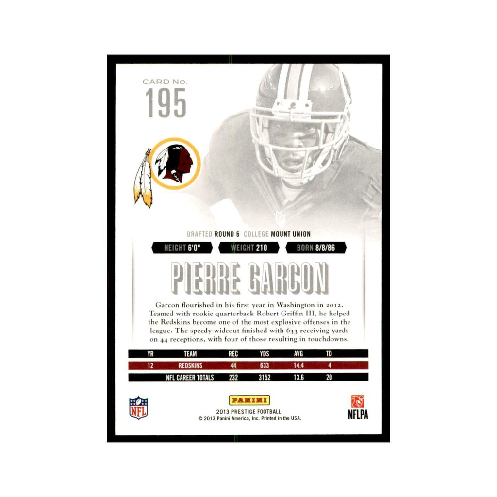 Pierre Garcon 2013 Panini Prestige #195 Washington Redskins Football Card NM
