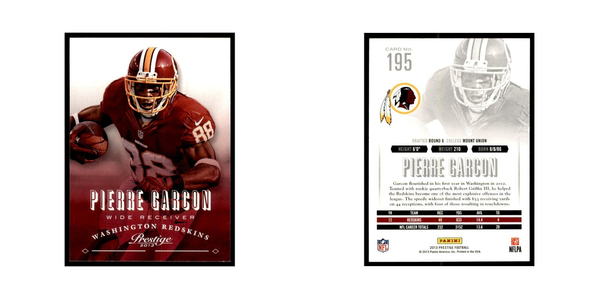 Pierre Garcon 2013 Panini Prestige #195 Washington Redskins Football Card NM