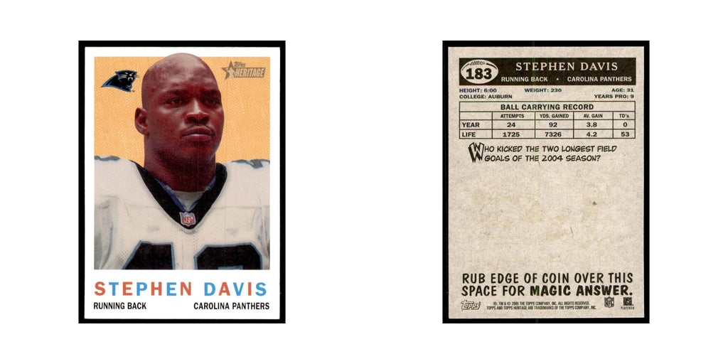 Stephen Davis 2005 Topps Heritage #183 Carolina Panthers Football Card NM