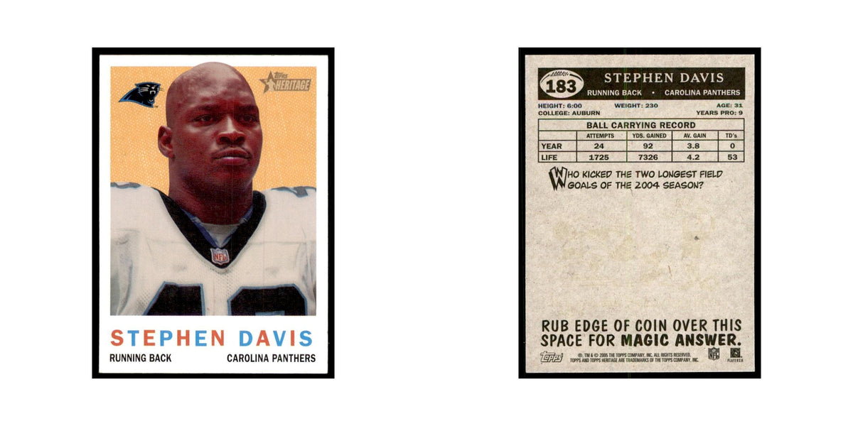 Stephen Davis 2005 Topps Heritage #183 Carolina Panthers Football Card NM