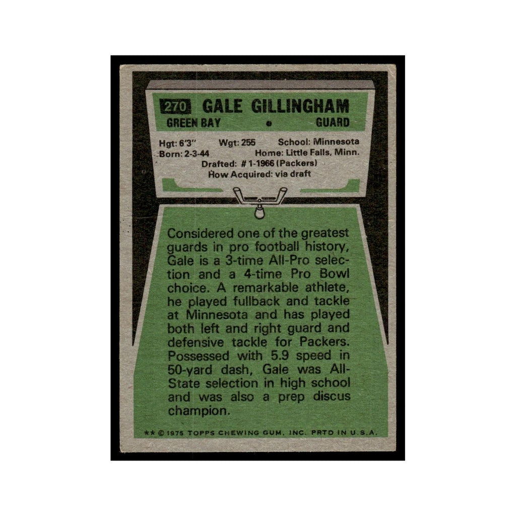 Gale Gillingham 1975 Topps (damaged) #270.0 Green Bay Packers Football Card Poor